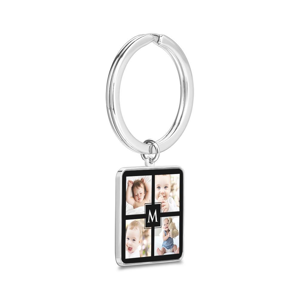 Unique Custom Cute Square Photo Engraved Keychain Anniversary Gifts for Baby - soufeelmy