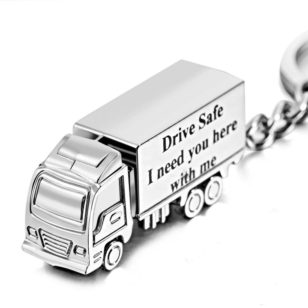 Customized Truck Keychain Drive Safe Keychain Custom Truck charm Engraved Keychain Husband Gift Boyfriend Gift - soufeelmy