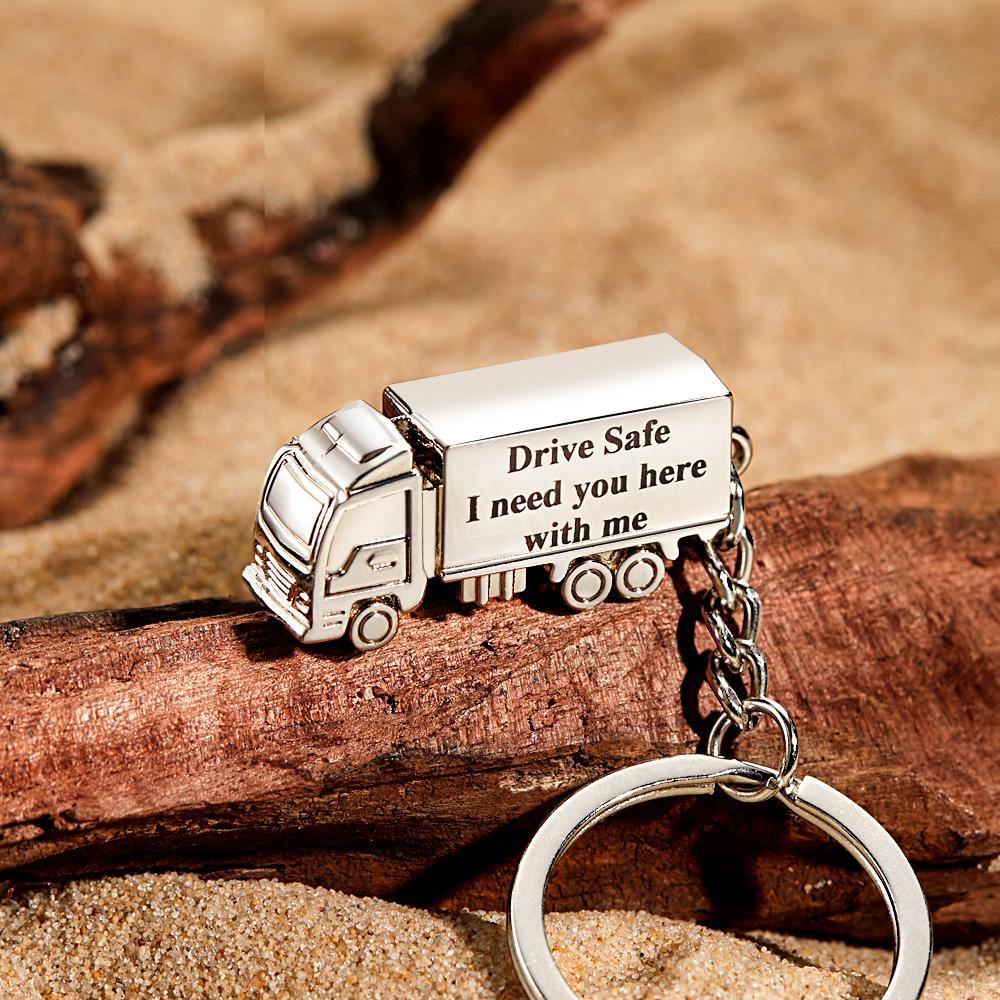 Customized Truck Keychain Drive Safe Keychain Custom Truck charm Engraved Keychain Husband Gift Boyfriend Gift - soufeelmy