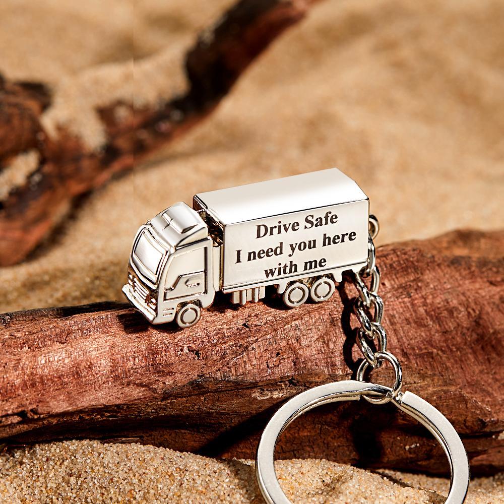 Customized Truck Keychain  Drive Safe Keychain  Custom Truck charm  Engraved Keychain  Husband Gift Boyfriend Gift - soufeelmy