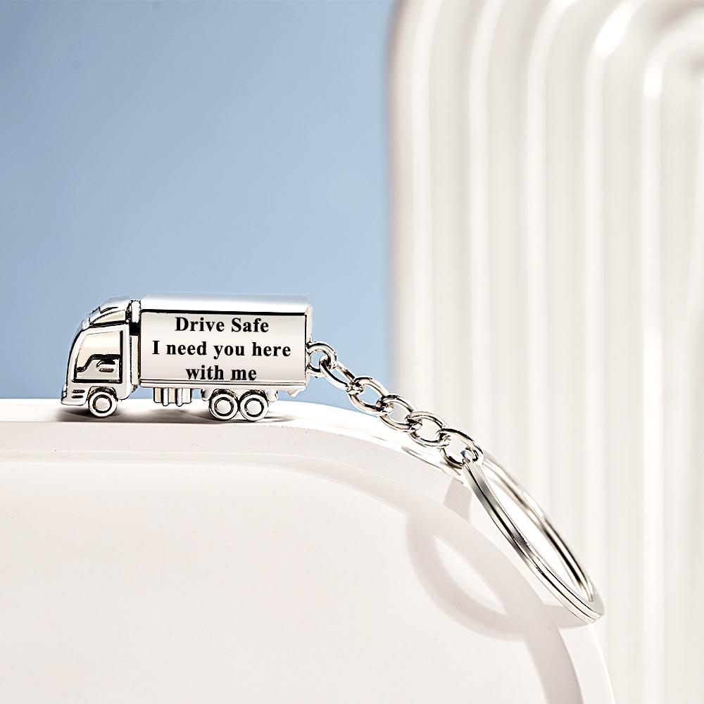 Customized Truck Keychain Drive Safe Keychain Custom Truck charm Engraved Keychain Husband Gift Boyfriend Gift - soufeelmy