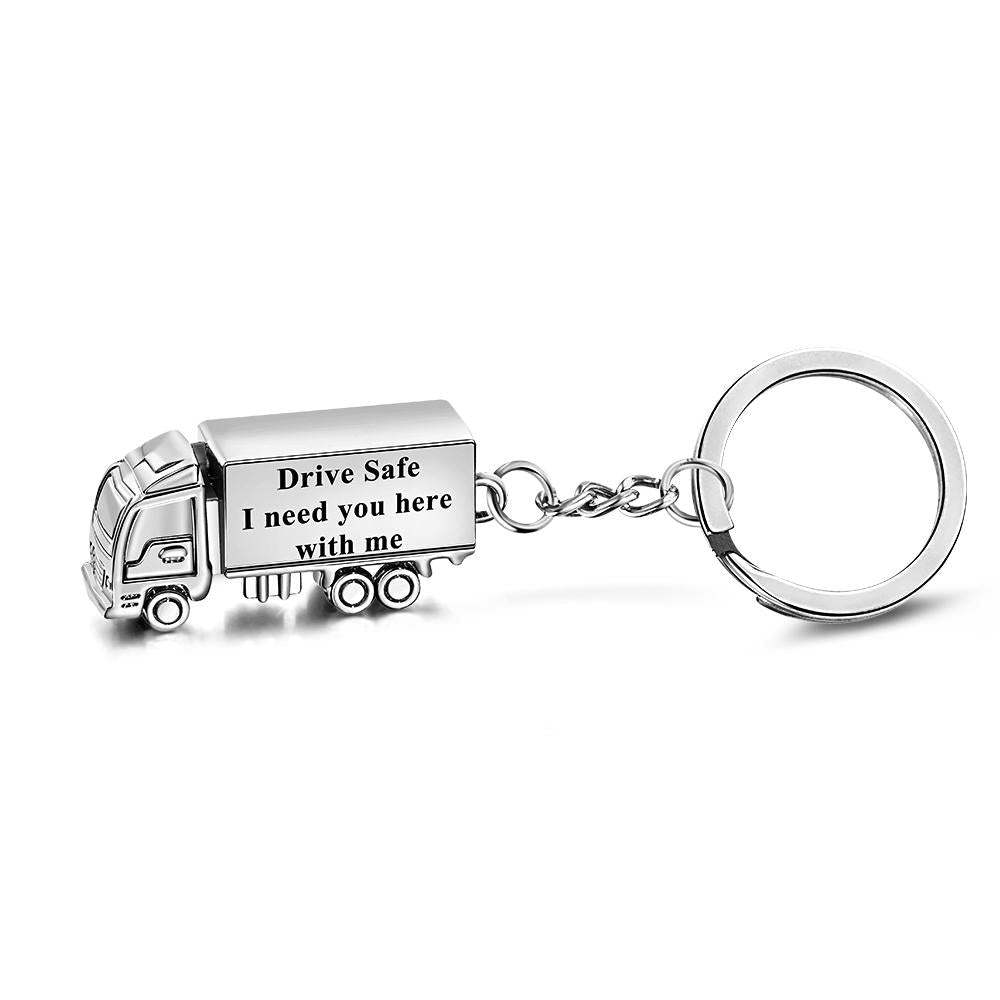 Customized Truck Keychain Drive Safe Keychain Custom Truck charm Engraved Keychain Husband Gift Boyfriend Gift - soufeelmy