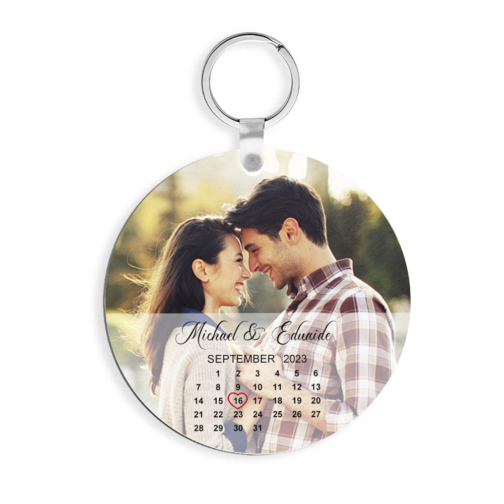 Custom Photo Calendar Keychain Significant Date Marker Wedding Anniversary Gifts for Couples - soufeelmy