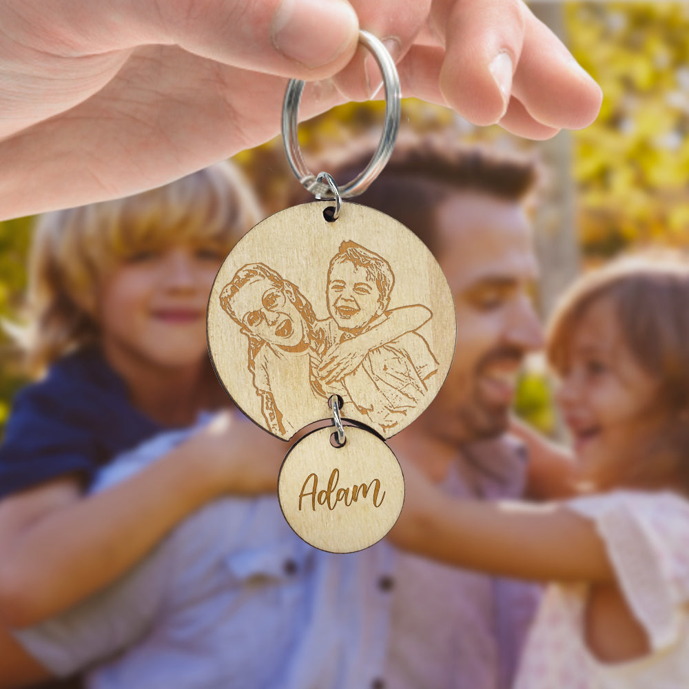 Personalized Photo Name Keychain The World's Best Dad Keychain Father's Day Birthday Gift for Dad Grandpa - soufeelmy