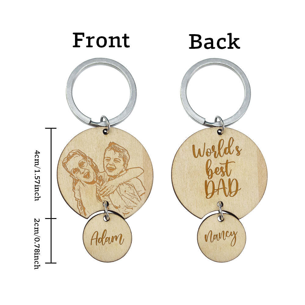Personalized Photo Name Keychain The World's Best Dad Keychain Father's Day Birthday Gift for Dad Grandpa - soufeelmy