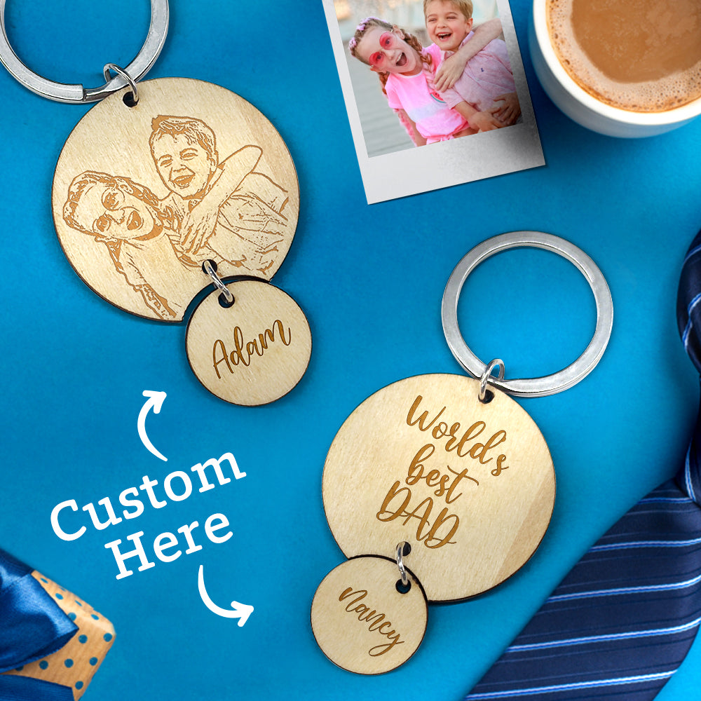 Personalized Photo Name Keychain The World's Best Dad Keychain Father's Day Birthday Gift for Dad Grandpa - soufeelmy