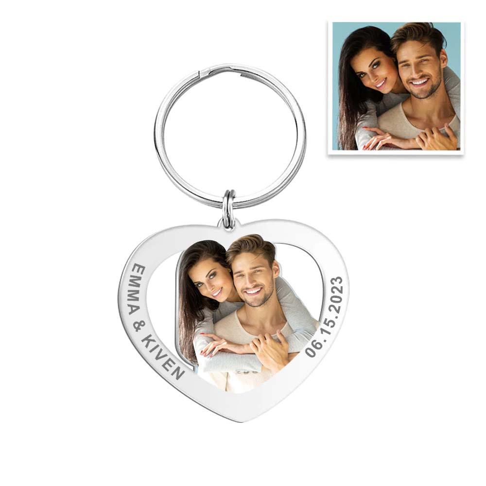 Custom Heart Colorful Photo Keychain Engraving Keychain For Valentine's Gift - soufeelmy