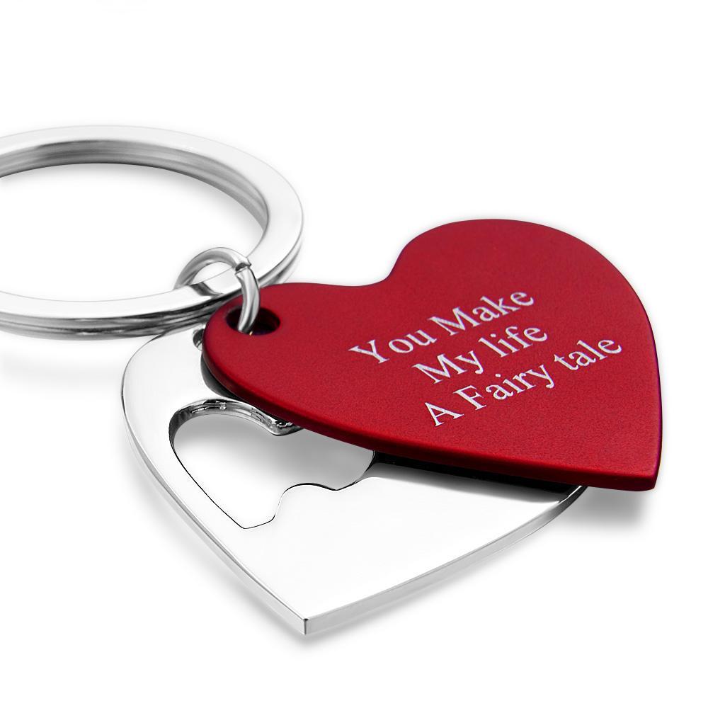 Two Hearts are Better Than One Personalized Layered Cut Out Heart Keychain Engraved Keychain Gift for Love - soufeelmy