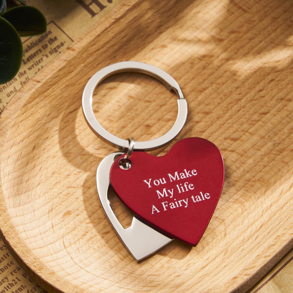 Two Hearts are Better Than One Personalized Layered Cut Out Heart Keychain Engraved Keychain Gift for Love - soufeelmy