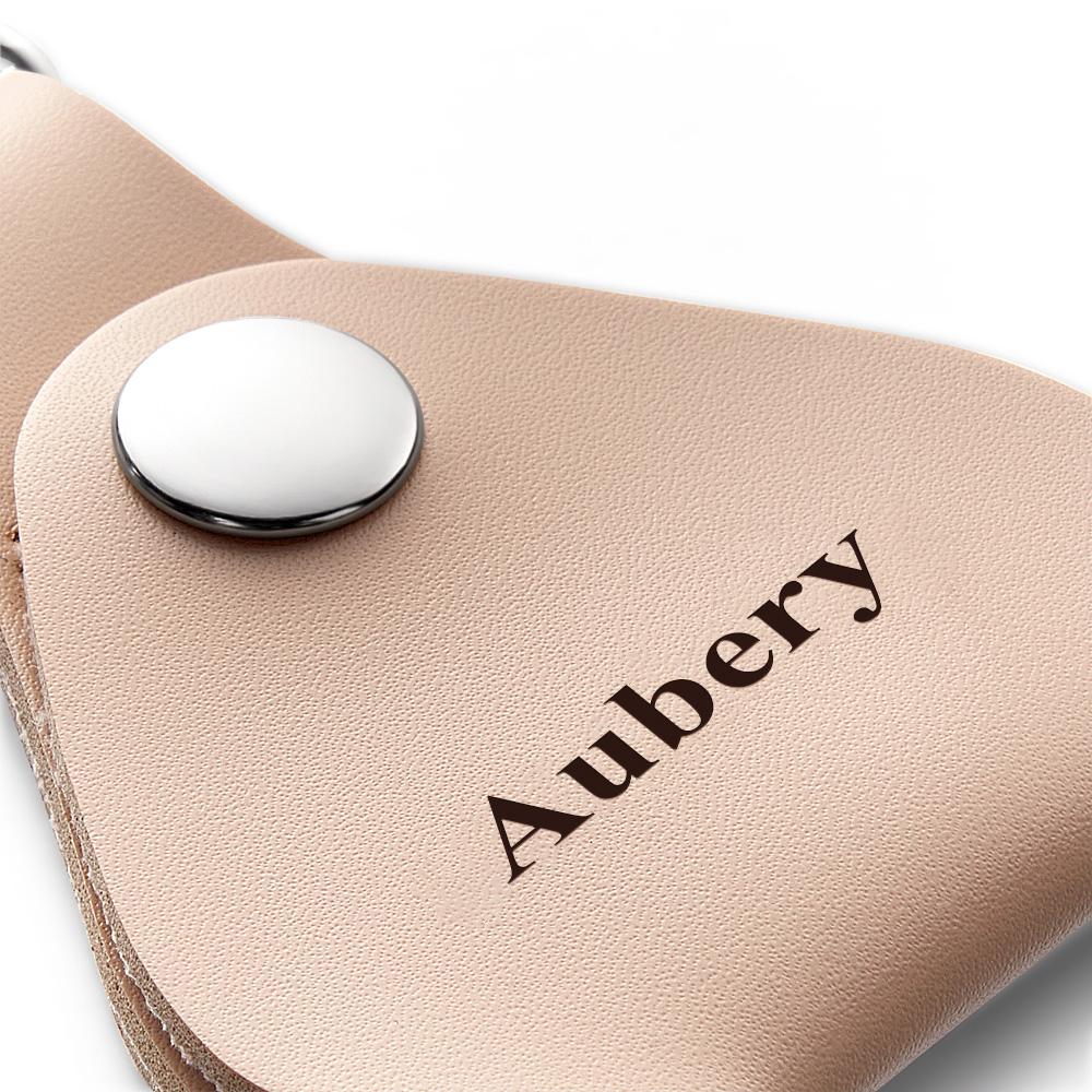 Custom Leather Circle Keychain Personalized Full Grain Leather Keychain Classy Keyring - soufeelmy