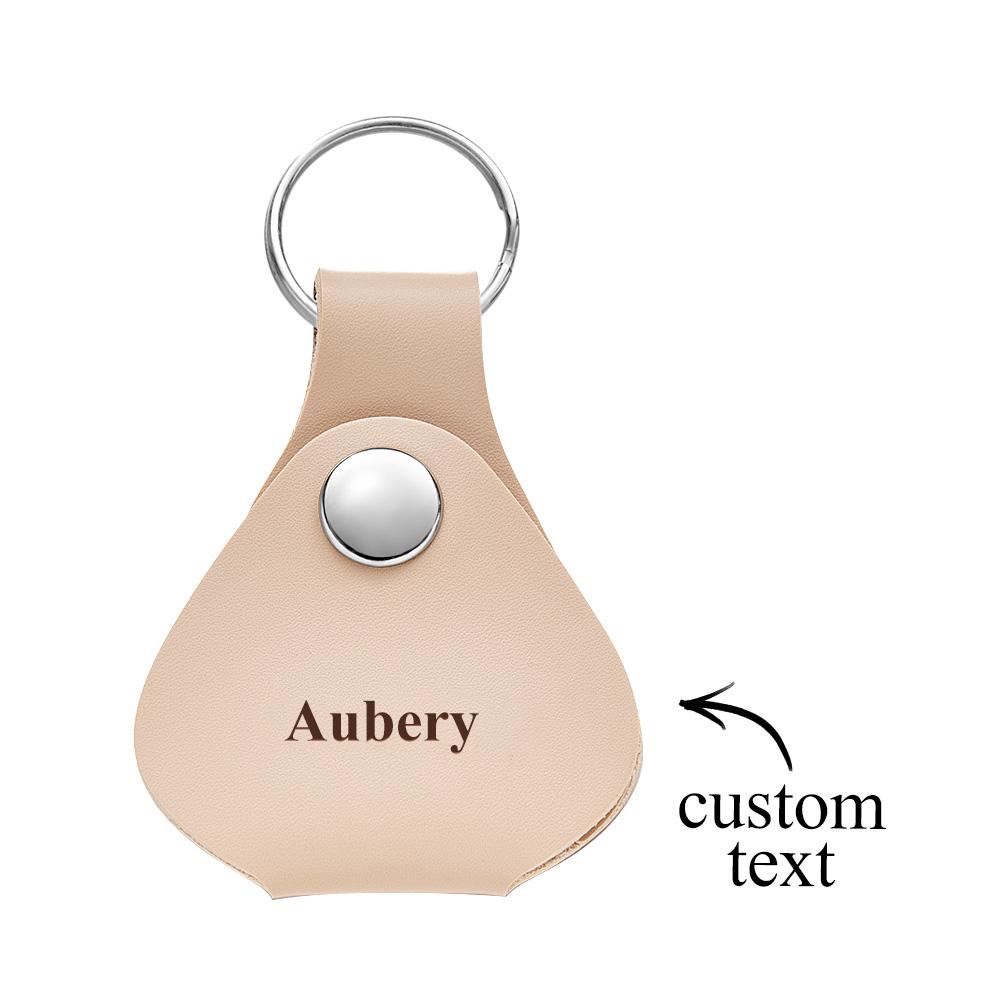 Custom Leather Circle Keychain Personalized Full Grain Leather Keychain Classy Keyring - soufeelmy