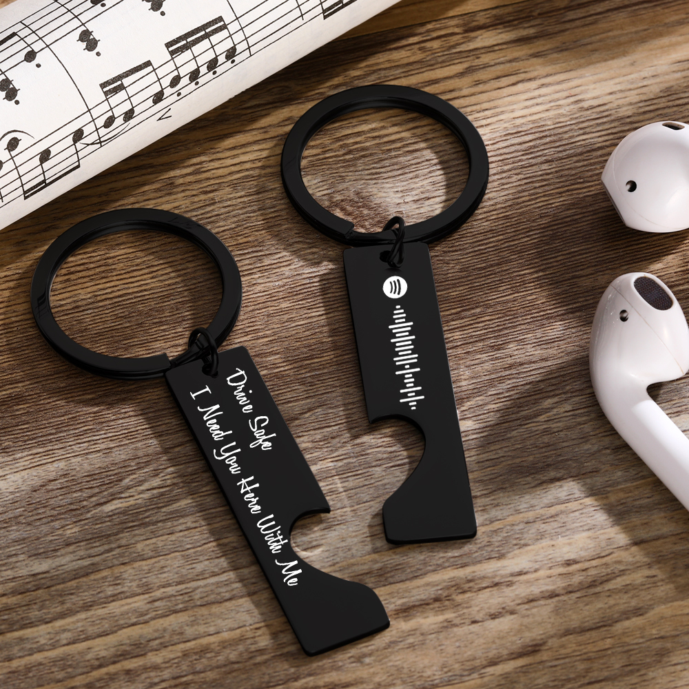 Scannable Custom Spotify Code Keychain Engraved Drive Safe Keychain Gifts for Boyfriend - soufeelmy