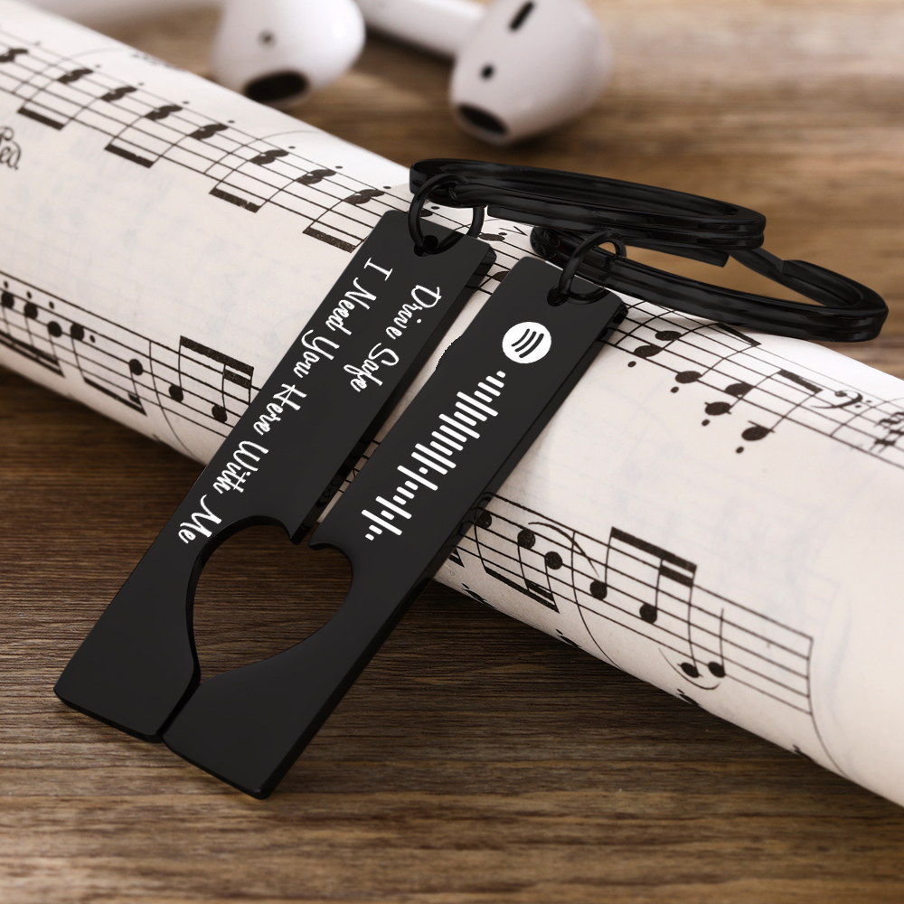 Scannable Custom Spotify Code Keychain Engraved Drive Safe Keychain Gifts for Boyfriend - soufeelmy