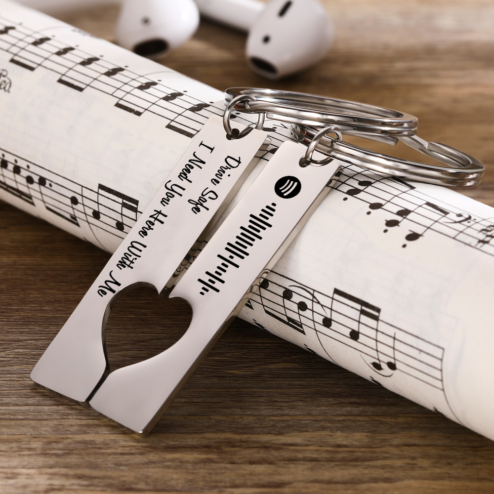 Scannable Custom Spotify Code Keychain Engraved Drive Safe Keychain Gifts for Boyfriend - soufeelmy