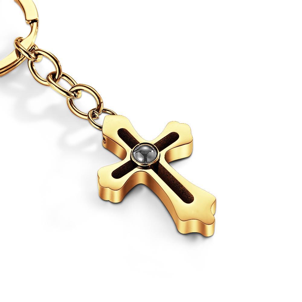 Cross Projection Keychain Photo Keychain Personalized Cross keychain Gift Faith Jewelry For Him - soufeelmy
