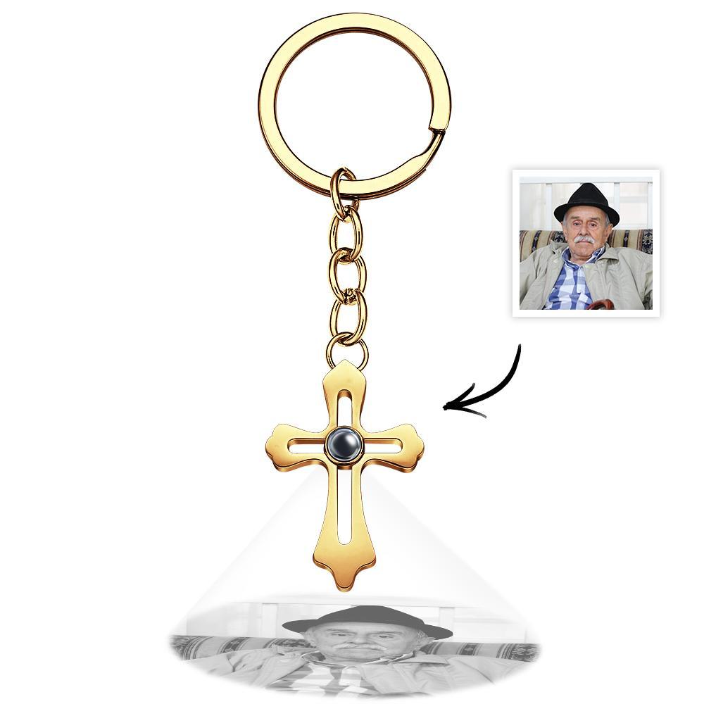 Cross Projection Keychain Photo Keychain Personalized Cross keychain Gift Faith Jewelry For Him - soufeelmy