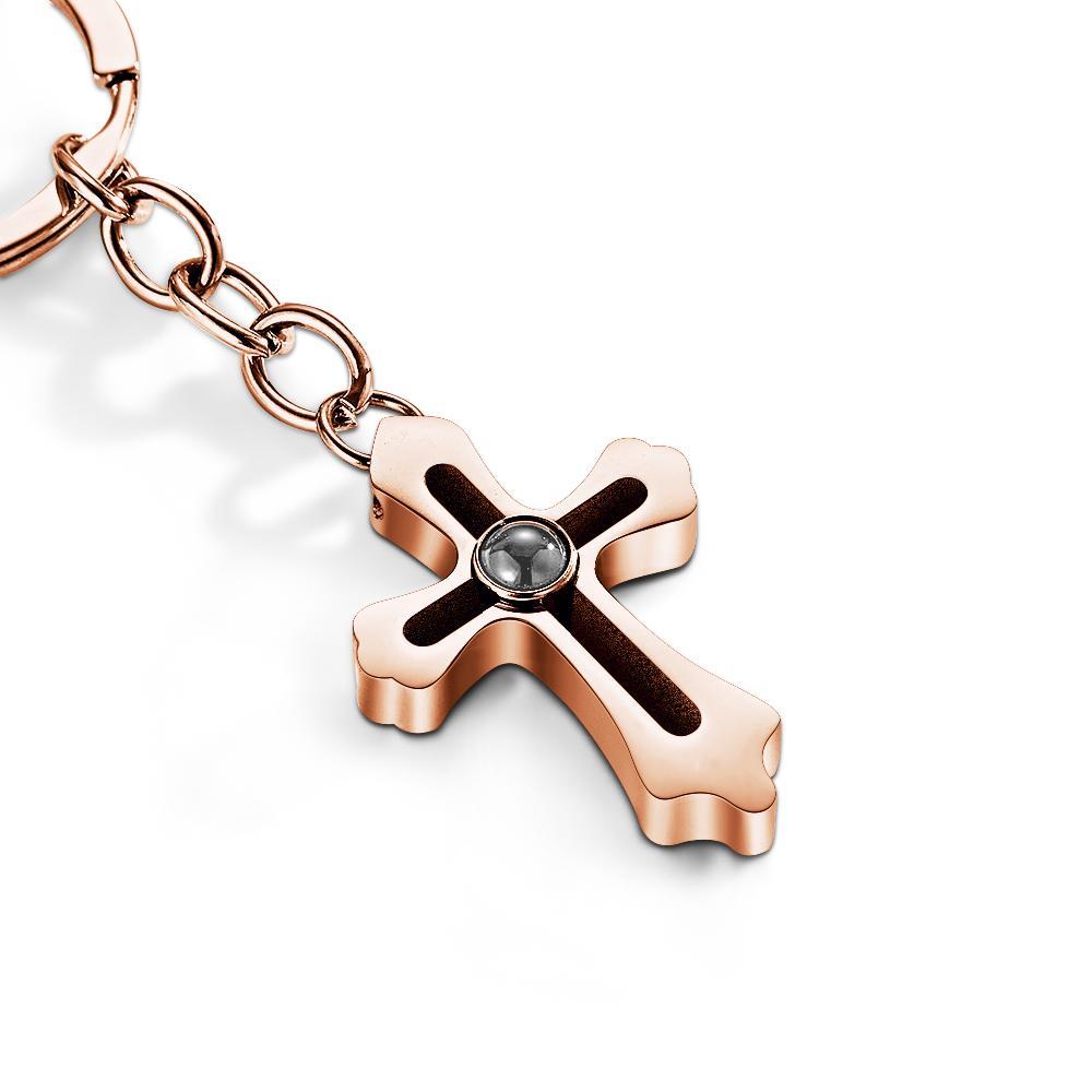 Cross Projection Keychain Photo Keychain Personalized Cross keychain Gift Faith Jewelry For Him - soufeelmy