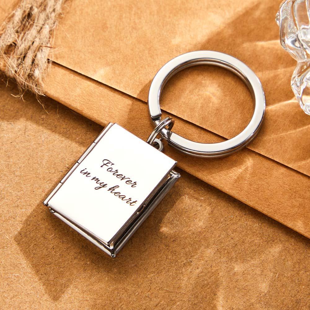 Personalized Photo Locket Keychain for Men Women Engraved Text Memorial Key Chain - soufeelmy