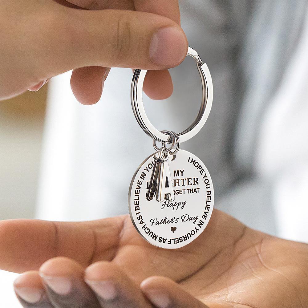 Custom Engraved Keychain Steel Memorial Gifts for Father