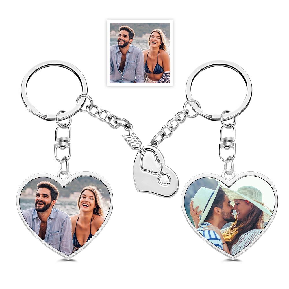 A Pair of Custom Keychain with Photo and Cupid Arrow and Heart for Lover - soufeelmy