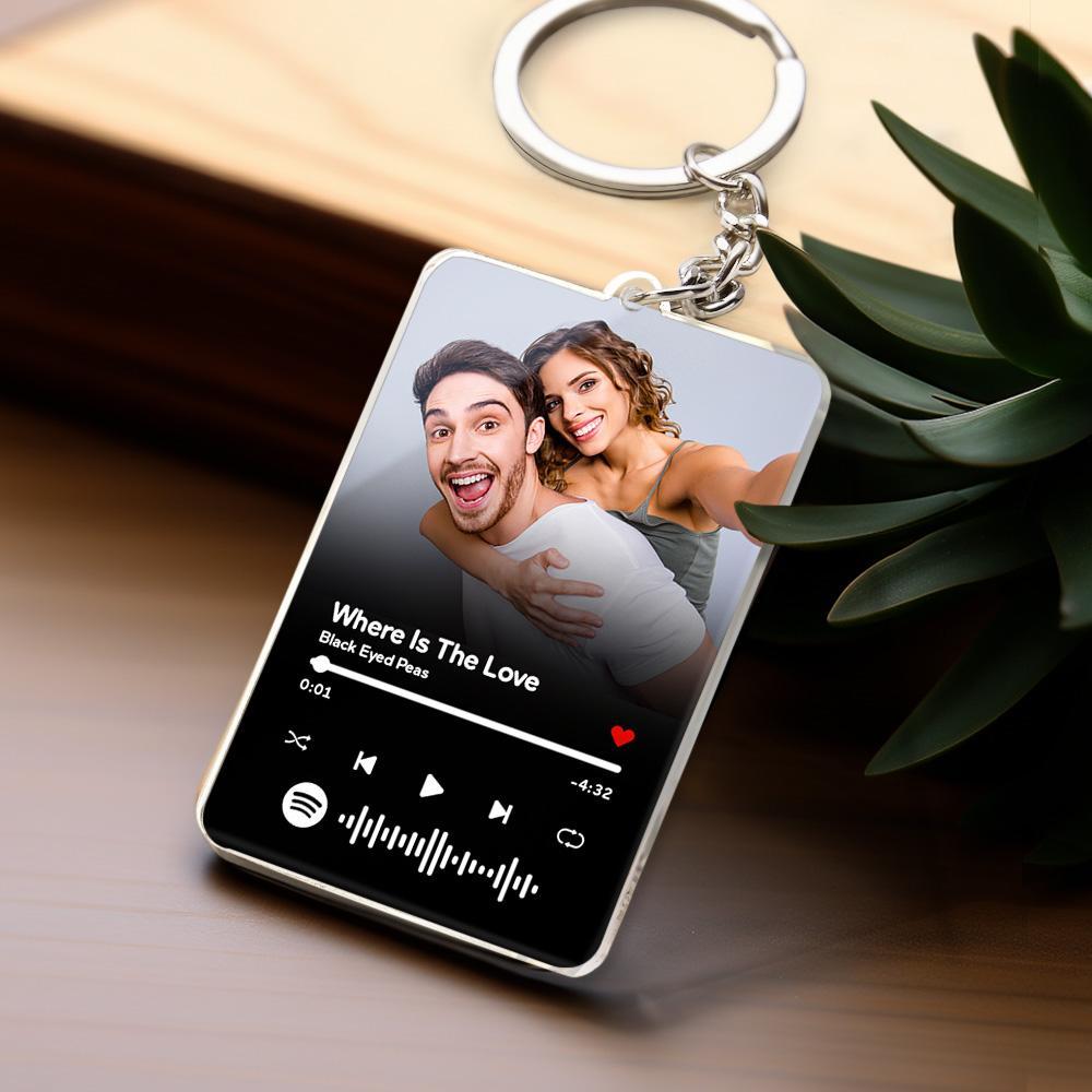 Scannable Spotify Code Keychain Custom Music Acrylic Photo Keychain Anniversary Day Gift For Couple - soufeelmy