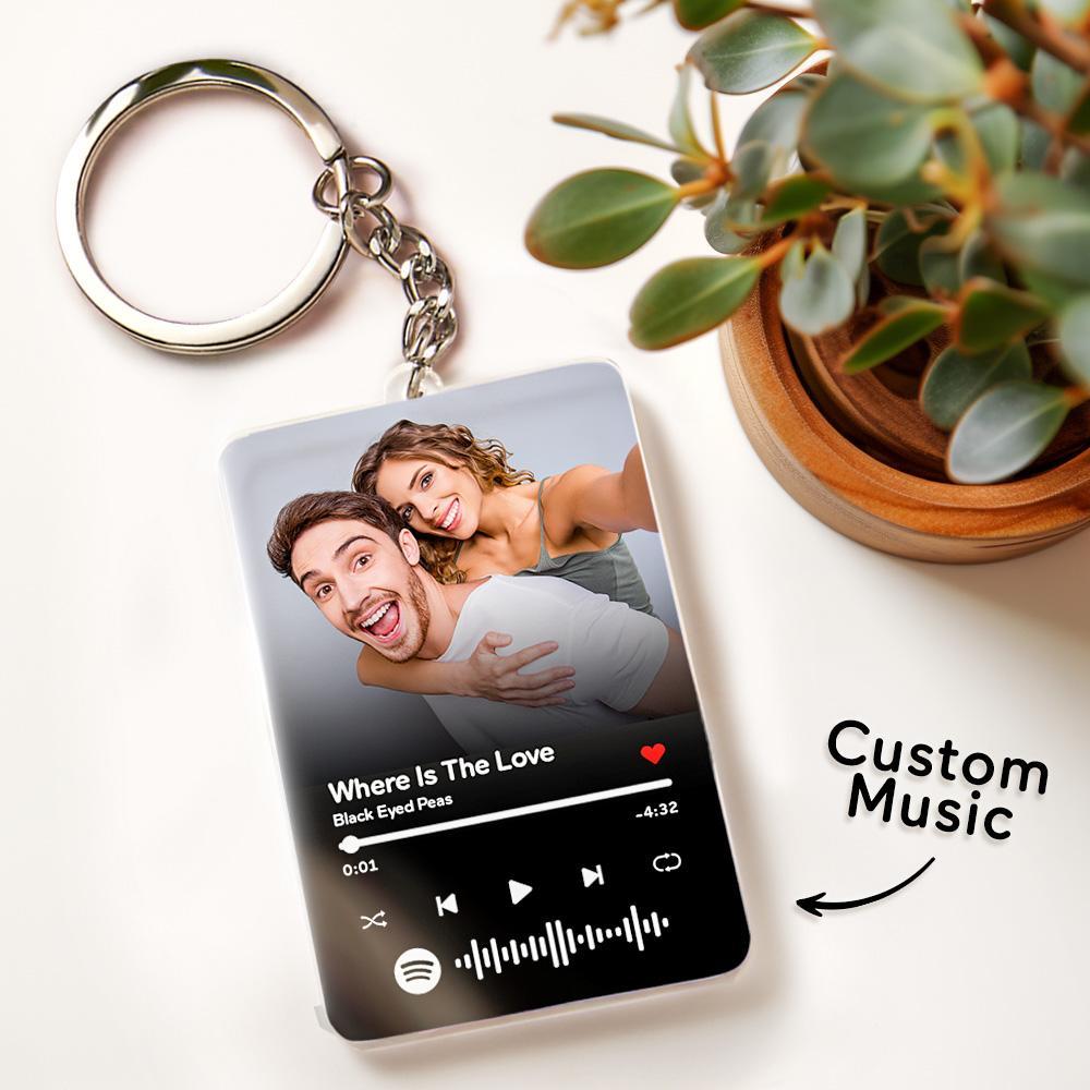 Scannable Spotify Code Keychain Custom Music Acrylic Photo Keychain Anniversary Day Gift For Couple - soufeelmy