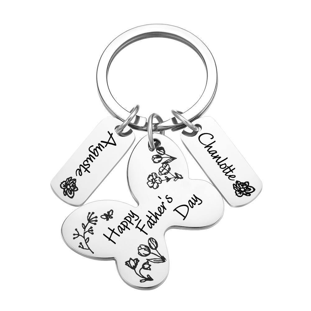 Personalized Engraved Butterfly Keychain Memorial Gifts for Dad