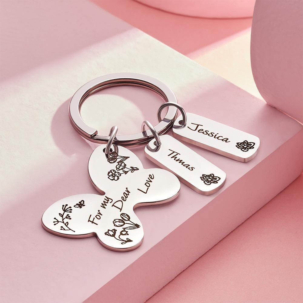 Personalized Engraved Butterfly Keychain Memorial Gifts for Lover