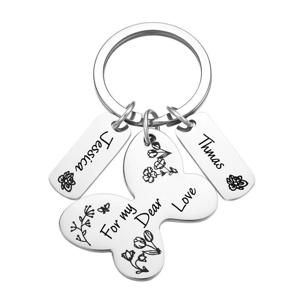 Personalized Engraved Butterfly Keychain Memorial Gifts for Lover
