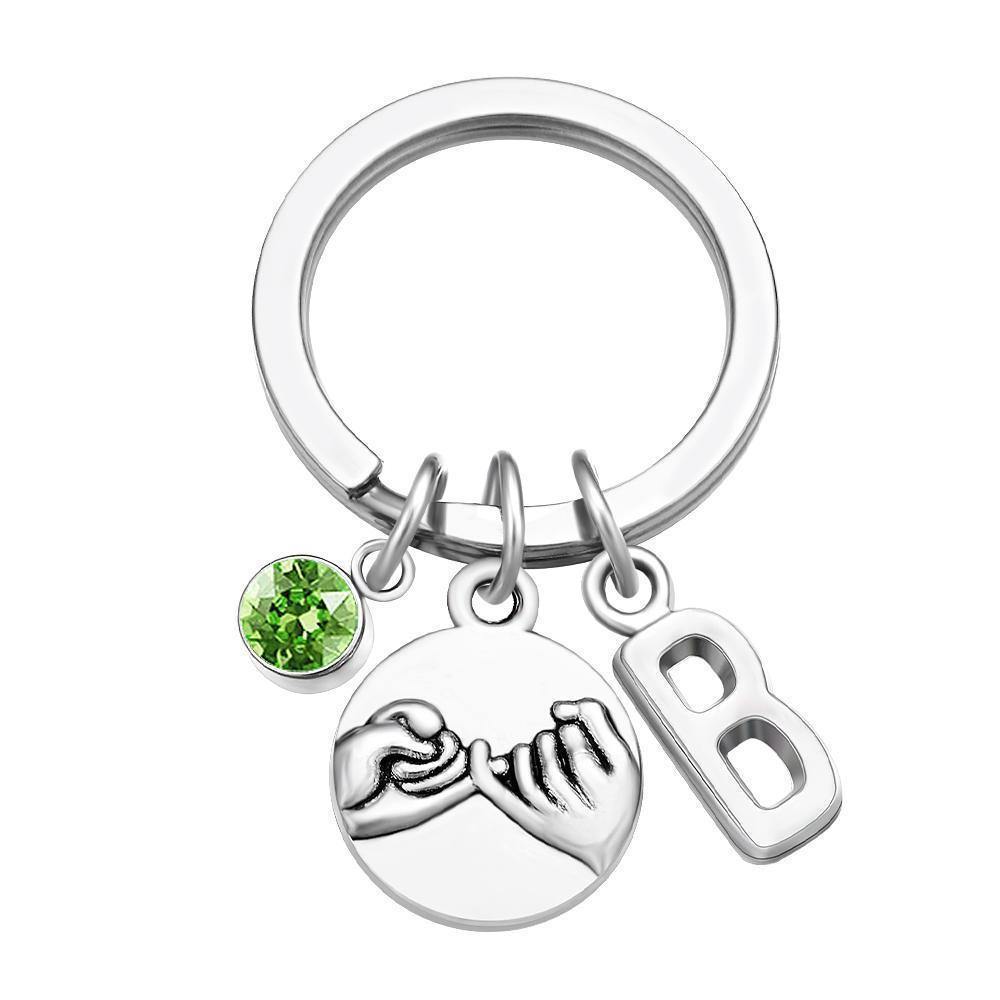 Personalized Engraved Keychain with Birthstone Memorial Gifts for Someone