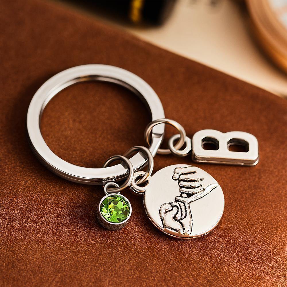 Personalized Engraved Keychain with Birthstone Memorial Gifts for Someone