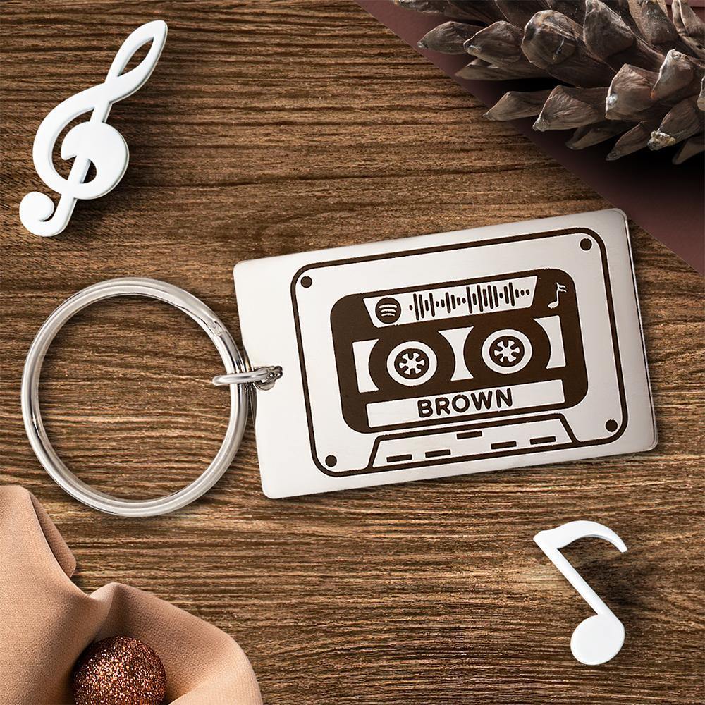Spotify Custom Keychains Engraved Keychain Musicial Gift Black -