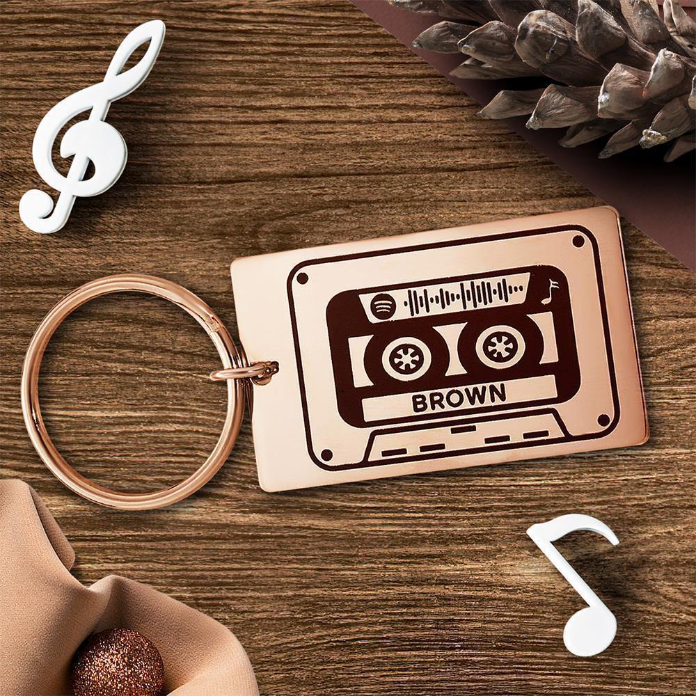 Spotify Custom Keychains Engraved Keychain Musicial Gift Black -