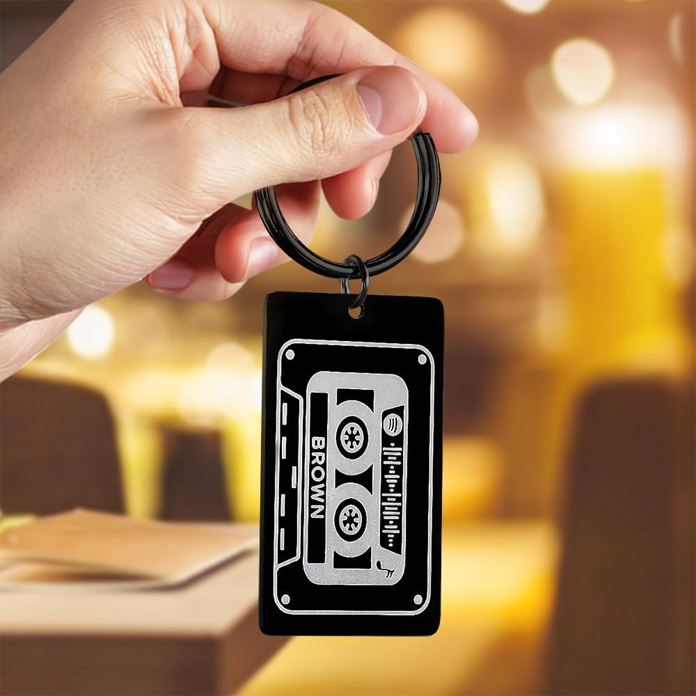 Spotify Custom Keychains Engraved Keychain Musicial Gift Black -