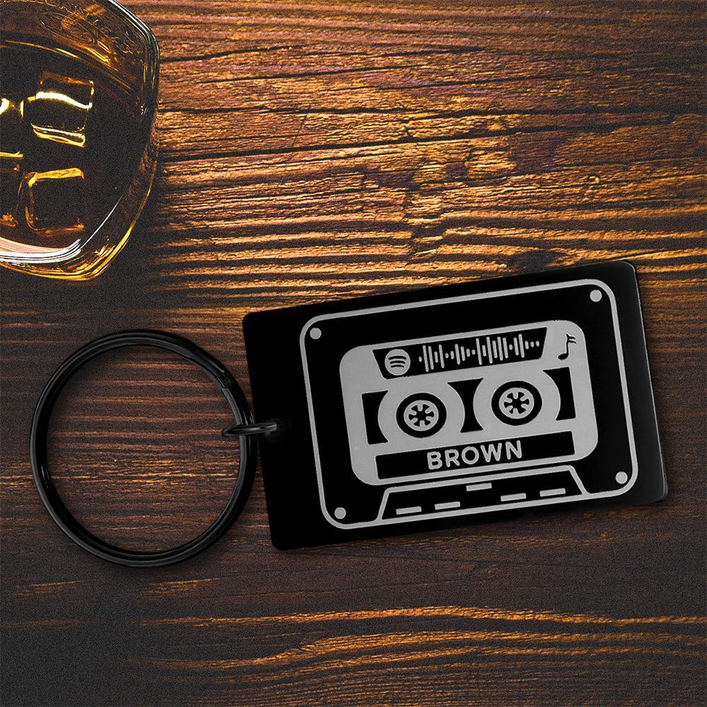 Spotify Custom Keychains Engraved Keychain Musicial Gift Black -