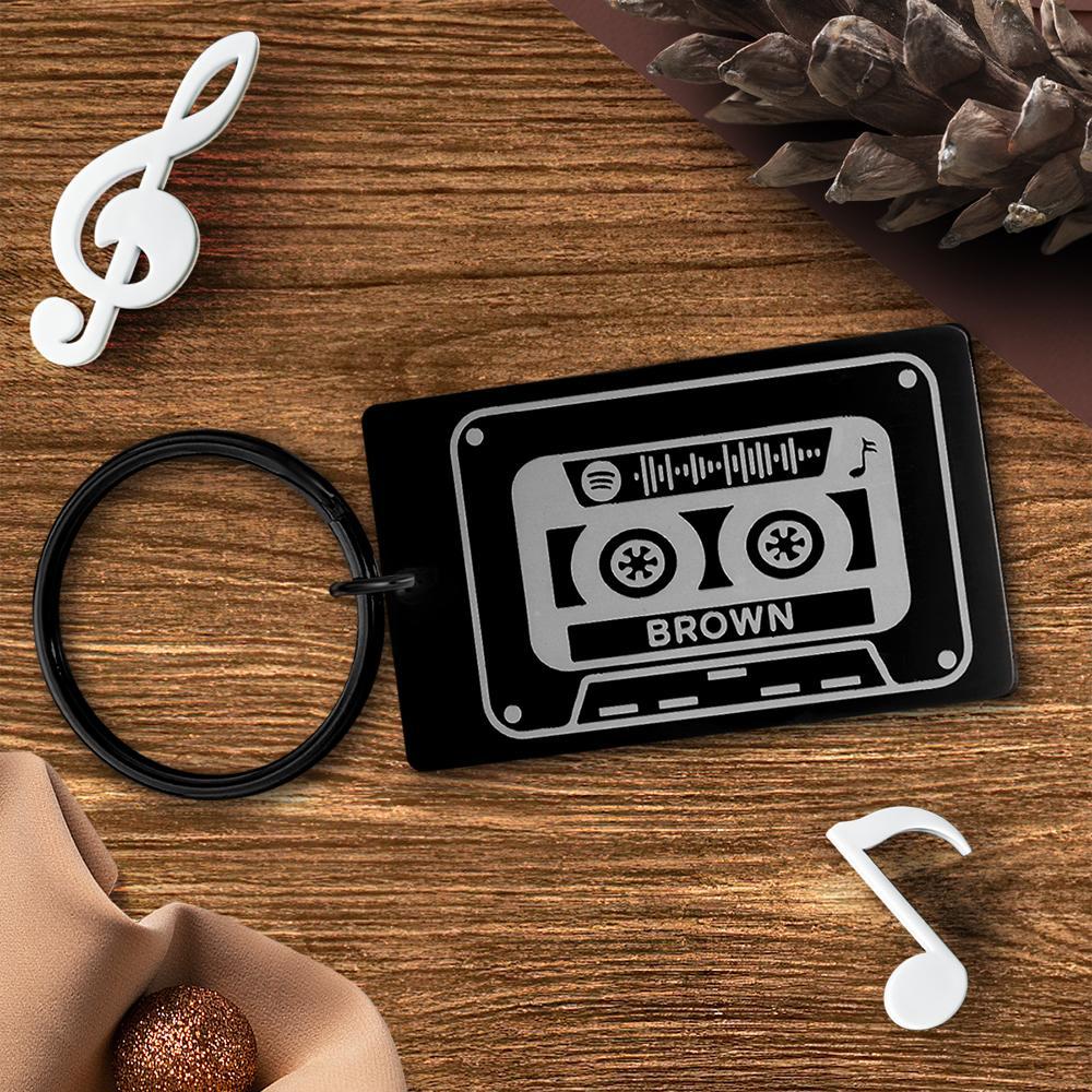 Spotify Custom Keychains Engraved Keychain Musicial Gift Black -
