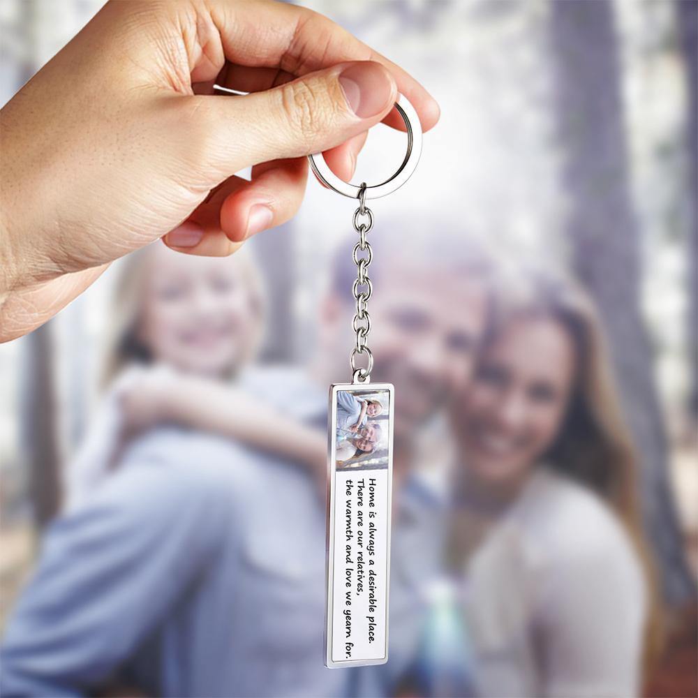 Engraved Photo Keychain for Family Gifts