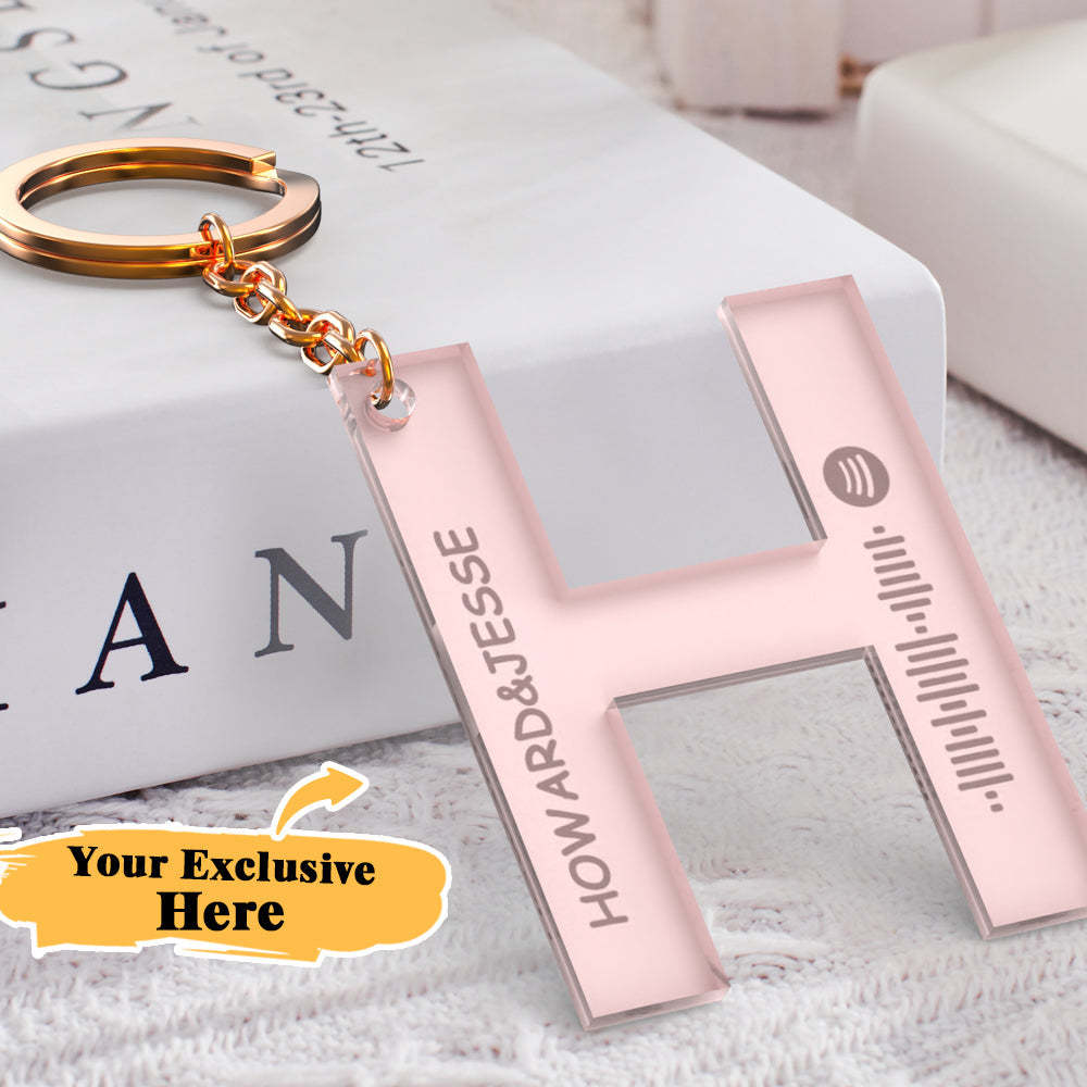 Custom Engraved Alphabet Spotify Code Keychain Custom Scannable Engraved Custom Music Song Keychain Gifts For Him -