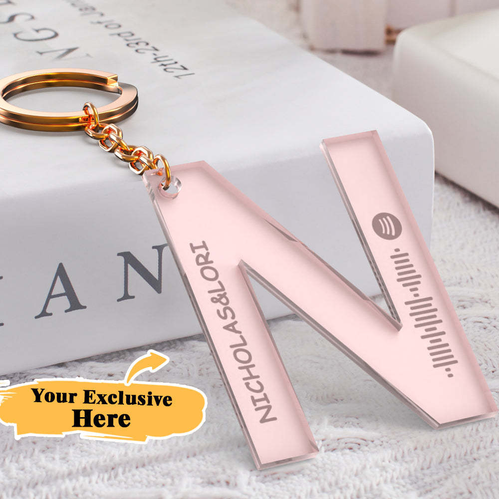Custom Engraved Alphabet Spotify Code Keychain Custom Scannable Engraved Custom Music Song Keychain Gifts For Him -