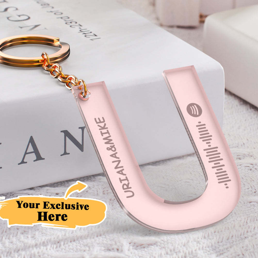 Custom Engraved Alphabet Spotify Code Keychain Custom Scannable Engraved Custom Music Song Keychain Gifts For Him - 