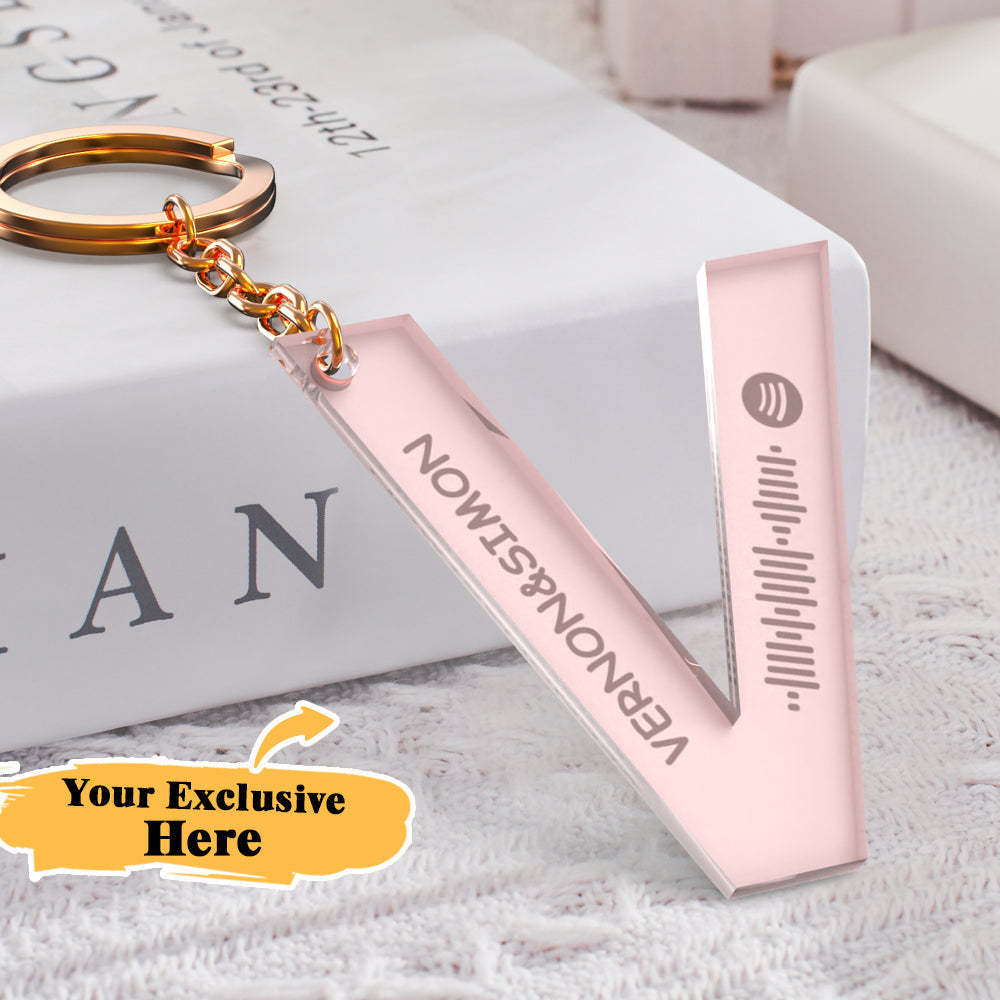 Custom Engraved Alphabet Spotify Code Keychain Custom Scannable Engraved Custom Music Song Keychain Gifts For Him -