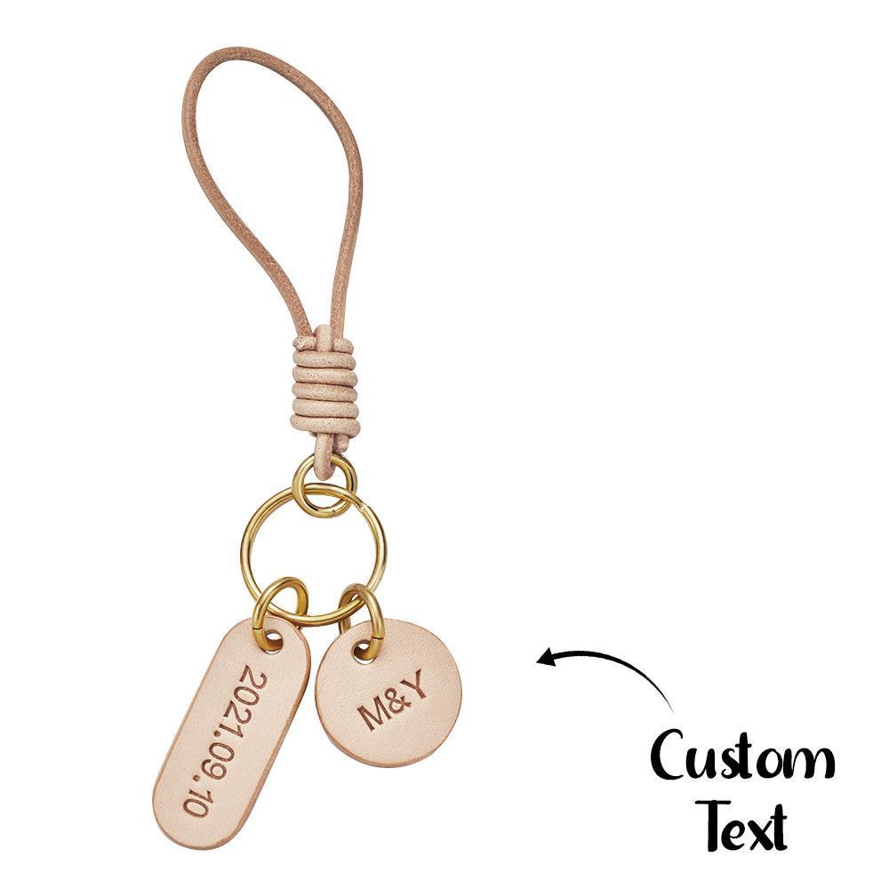 Custom Engraved Keychain Round Anniversary Date Keychain Gift for Anniversary - 