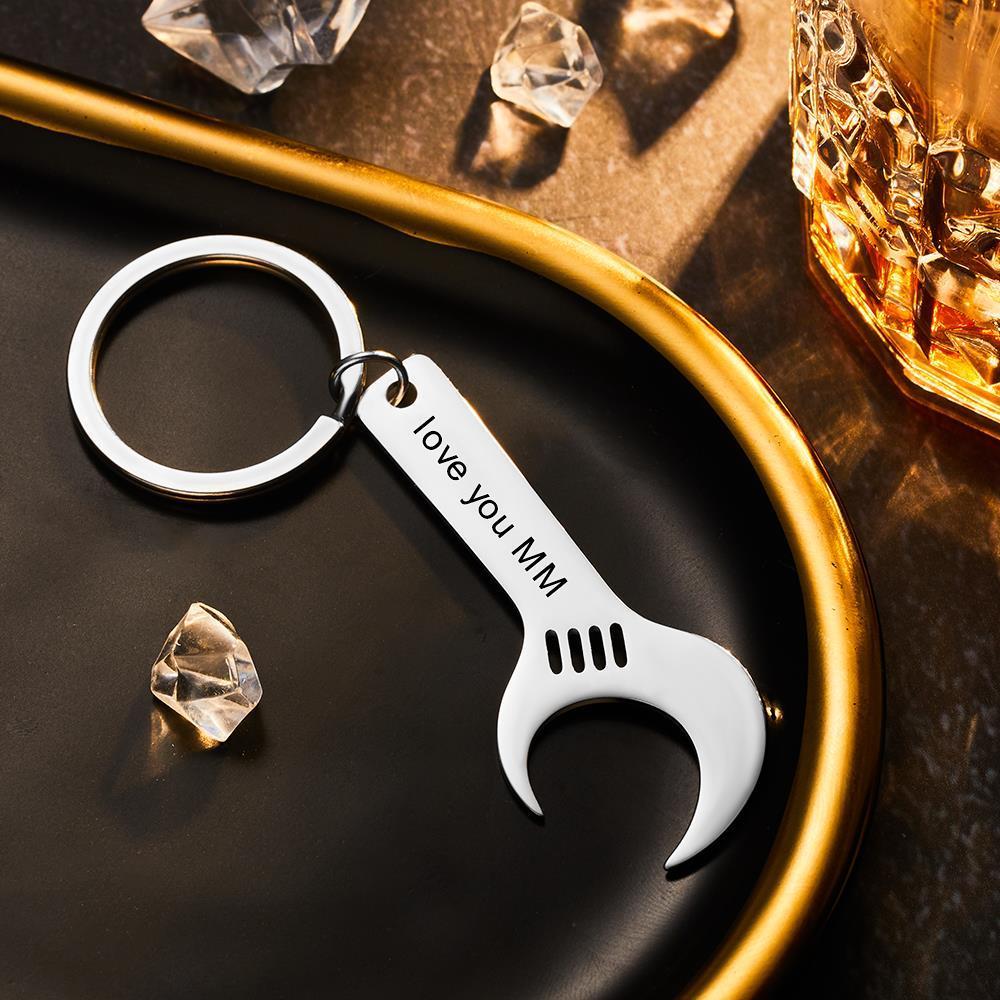 Custom Engraved Keychain Wrench Bottle Opener Keychain Gift for Men -