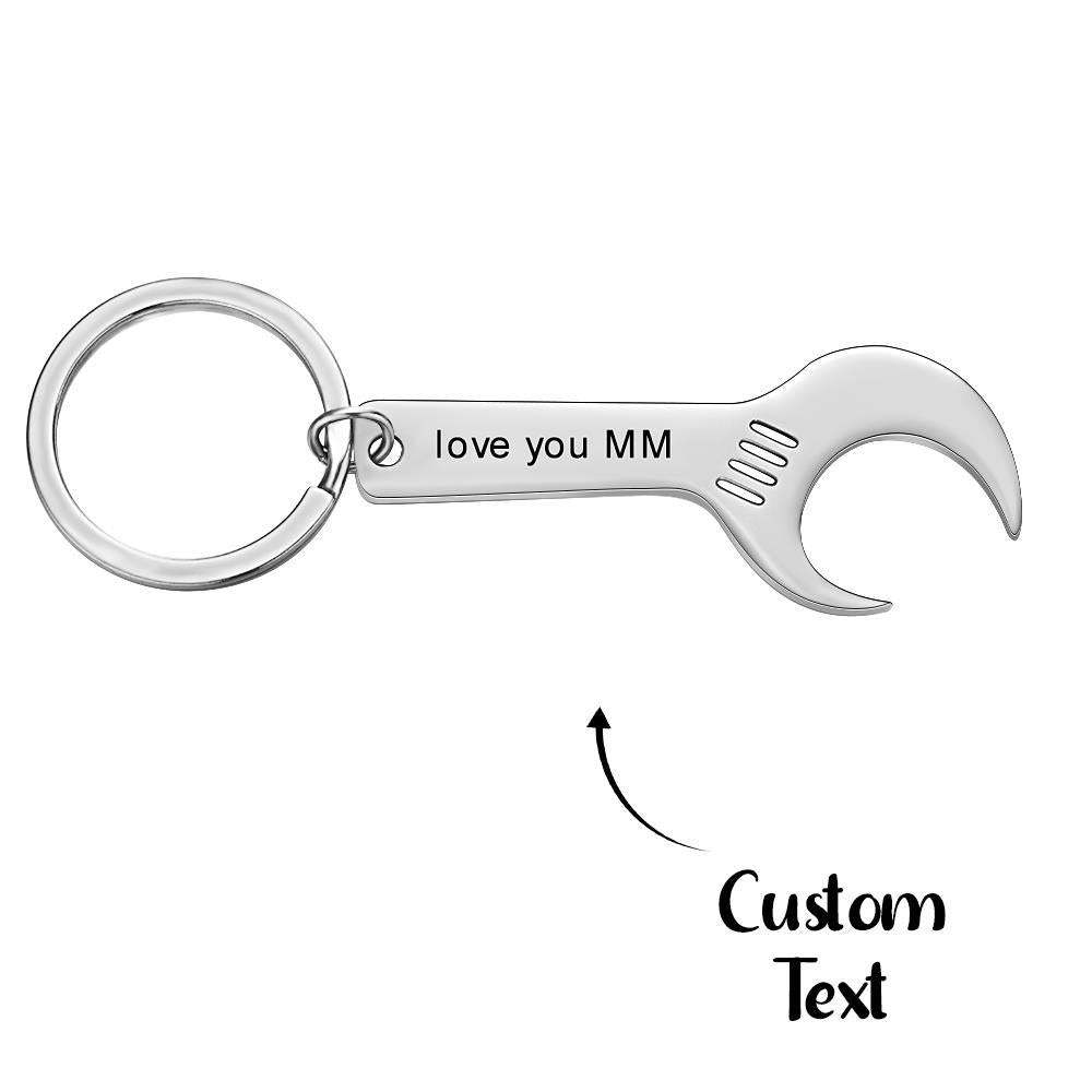Custom Engraved Keychain Wrench Bottle Opener Keychain Gift for Men - 