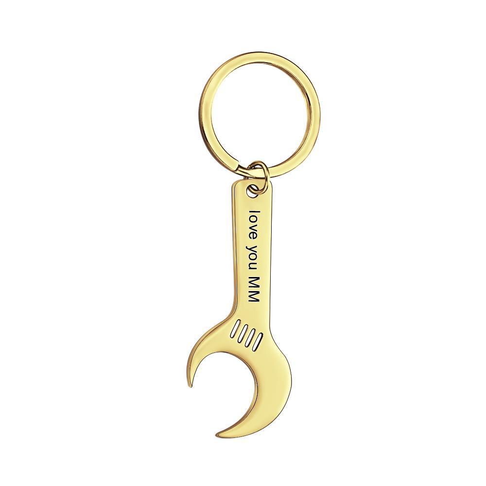 Custom Engraved Keychain Wrench Bottle Opener Keychain Gift for Men - 