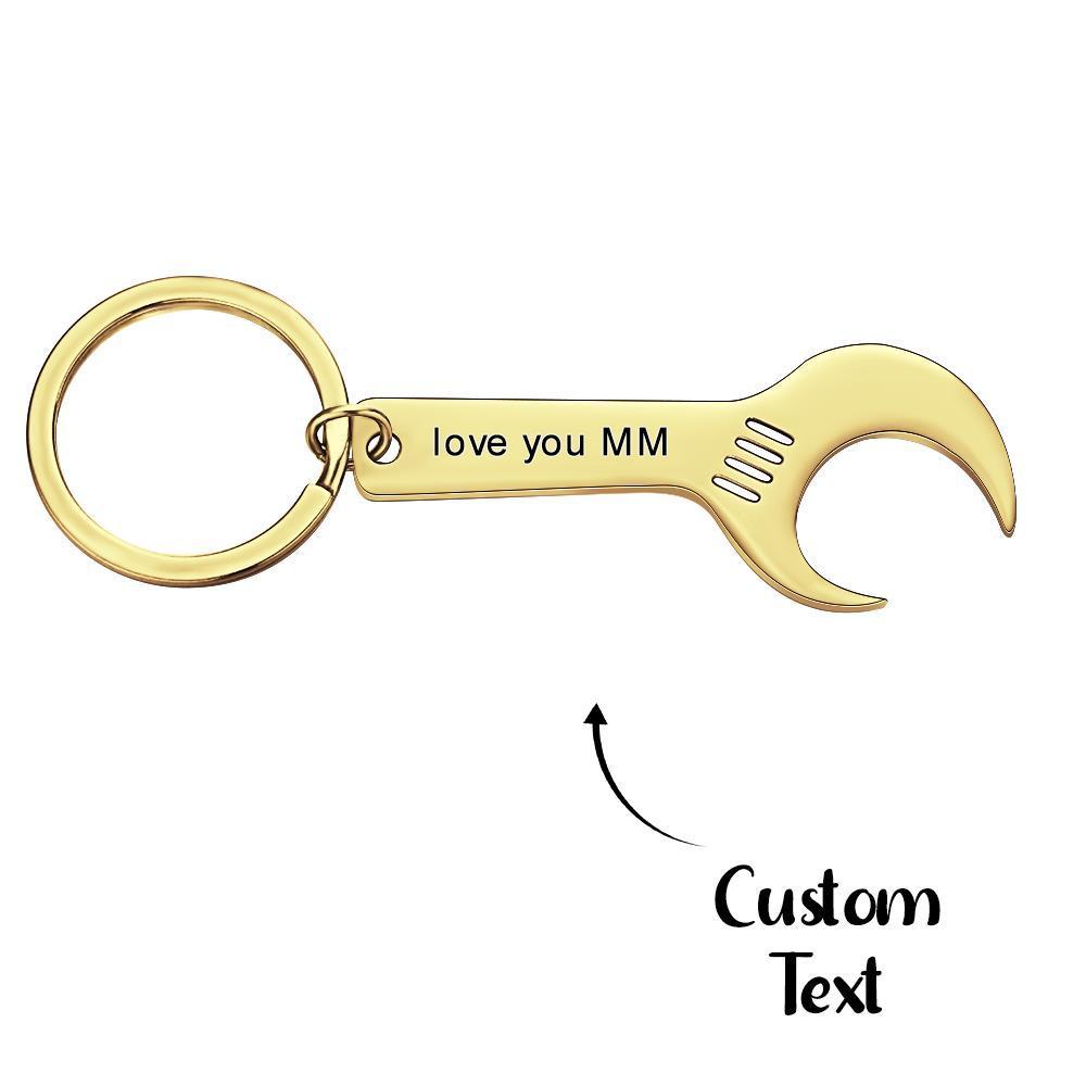 Custom Engraved Keychain Wrench Bottle Opener Keychain Gift for Men - 