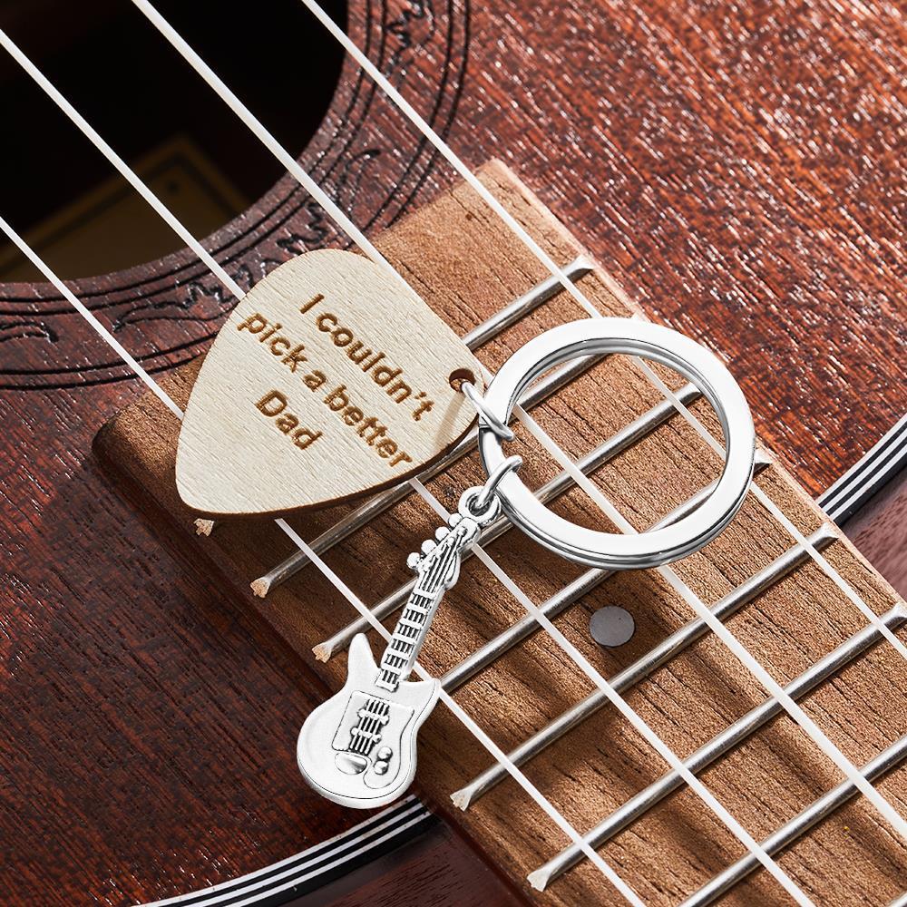 Custom Engraved Keychain Guitar Pick Keychain Gift for Dad - 