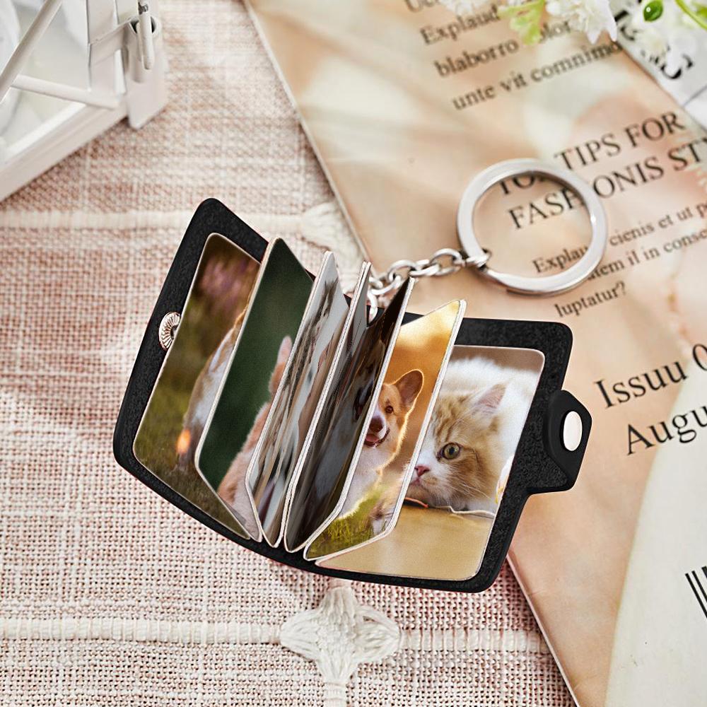 Custom Photo Album Keychain Custom Photo Leather Keychain Love My Pets - soufeelmy