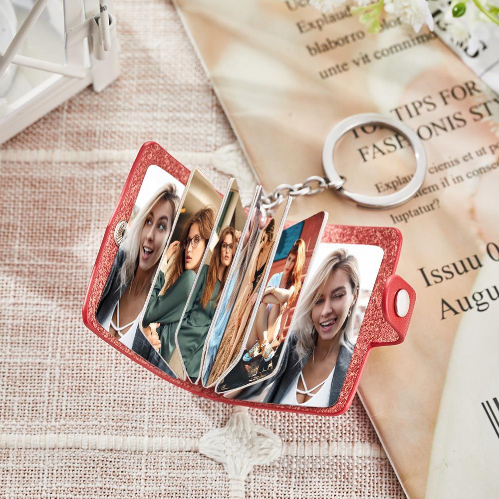 Custom Photo Album Keychain Custom Photo Leather Keychain Romantic Gift for singlegirl - 