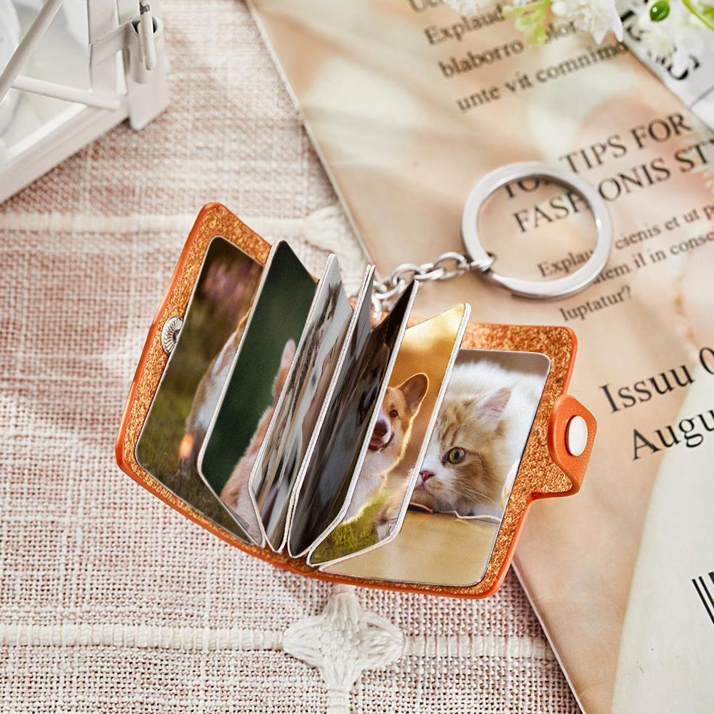 Custom Photo Album Keychain Custom Photo Leather Keychain Love My Pets - soufeelmy